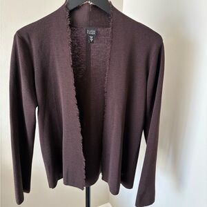 Eileen Fisher Women's Wool Dark Brown Open Cardigan
